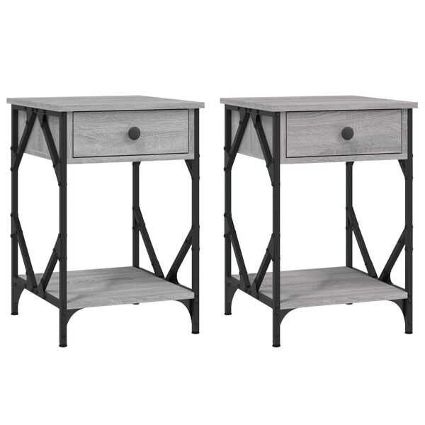 vidaXL Κομοδίνα 2 τεμ. Γκρι Sonoma 40x42x60εκ. από Επεξεργασμένο Ξύλο