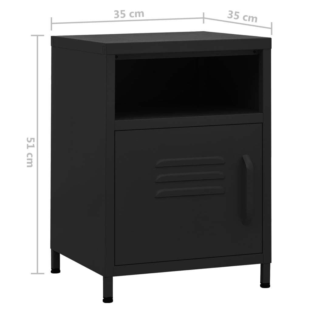 vidaXL Κομοδίνα 2 τεμ. Μαύρα 35 x 35 x 51 εκ. Ατσάλινα