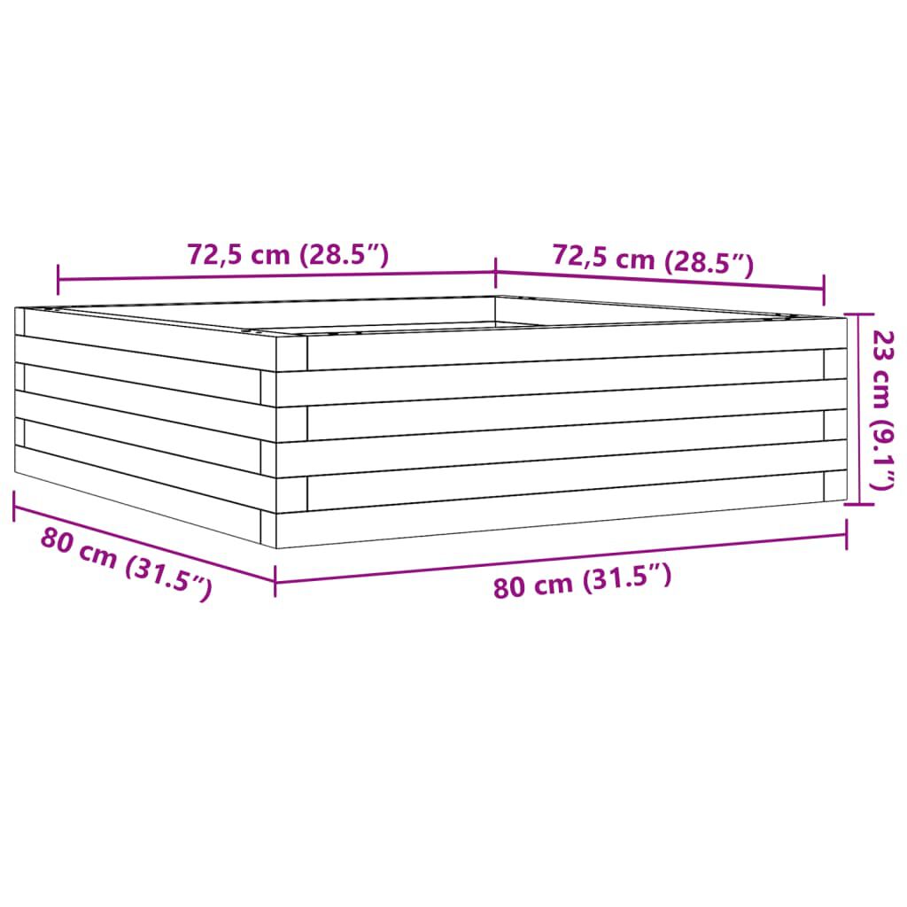 vidaXL Ζαρντινιέρα Κήπου 80x80x23 εκ από Μασίφ Ξύλο Πεύκου