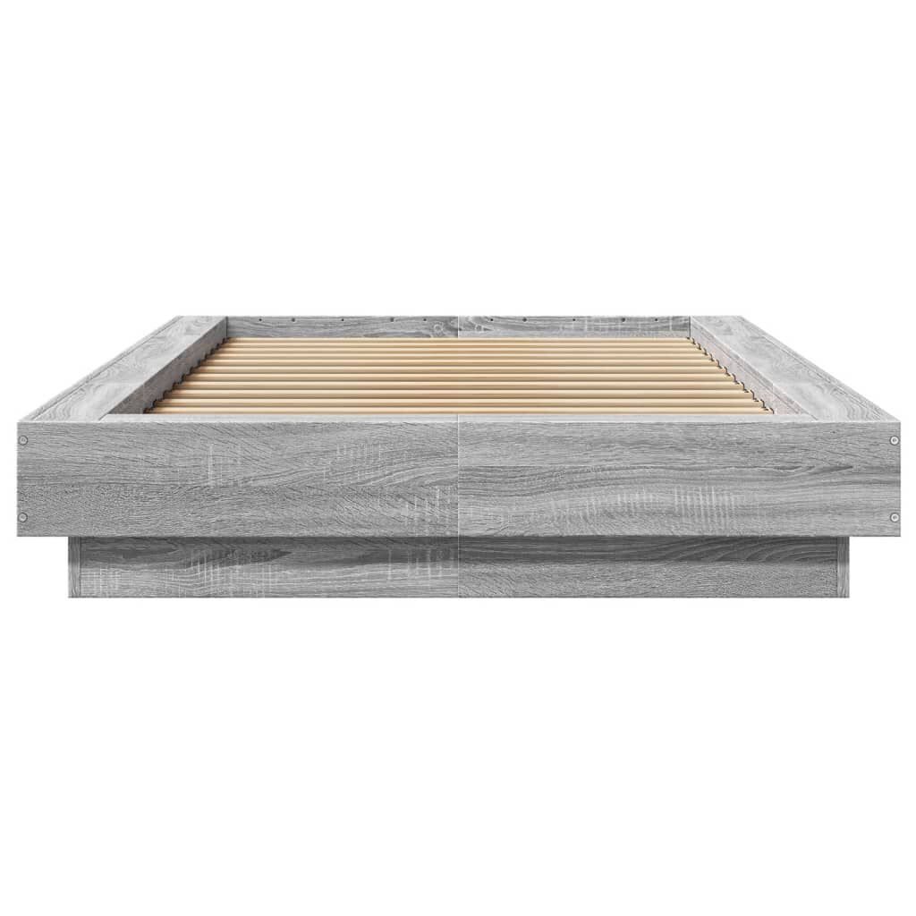 vidaXL Πλαίσιο Κρεβατιού με LED Γκρι Sonoma 75x190 εκ. Επεξεργ. Ξύλο