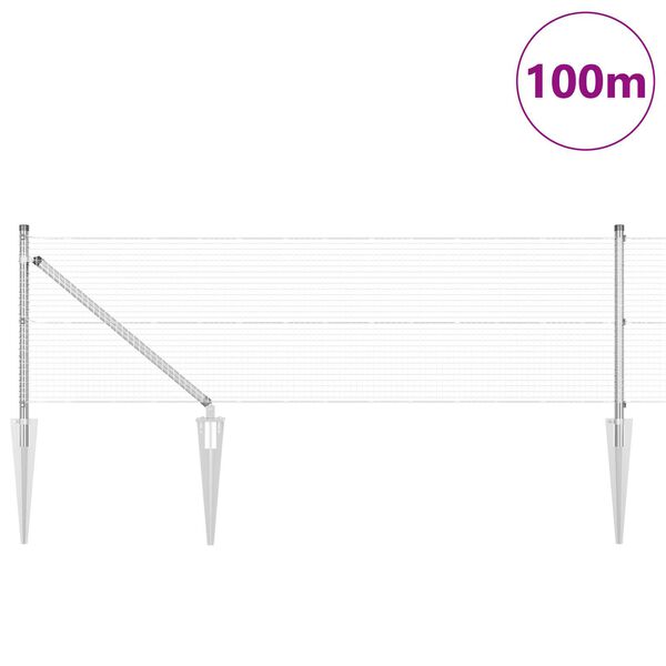vidaXL Φράχτης Welded Wire με 13 Σημείο Άγκυρας 0.5x100 m Γαλβανισμένος Χάλυβας