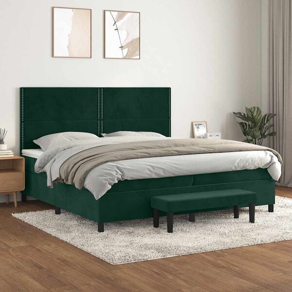 vidaXL &Kappa;&rho;&epsilon;&beta;ά&tau;&iota; Boxspring &mu;&epsilon; &Sigma;&tau;&rho;ώ&mu;&alpha; &Sigma;&kappa;&omicron;ύ&rho;&omicron; &Pi;&rho;ά&sigma;&iota;&nu;&omicron; 200x200&epsilon;&kappa;. &Beta;&epsilon;&lambda;&omicron;ύ&delta;&iota;&nu;&omicron;