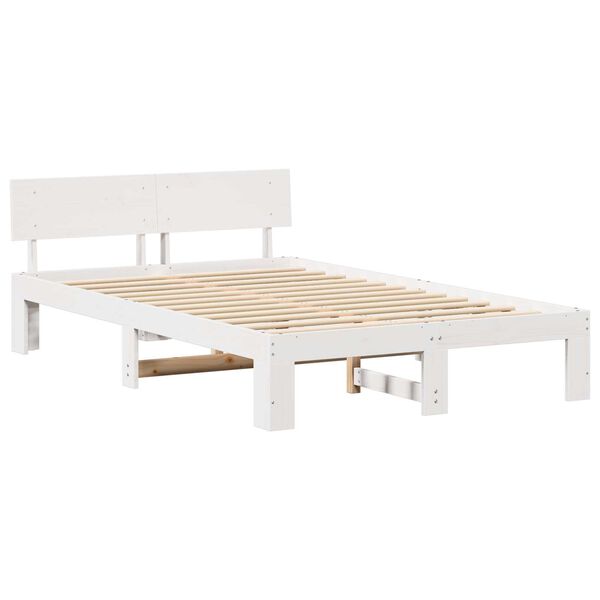 vidaXL Σκελετός Κρεβατιού Λευκό 135 x 190 cm Μασίφ ξύλο πεύκου