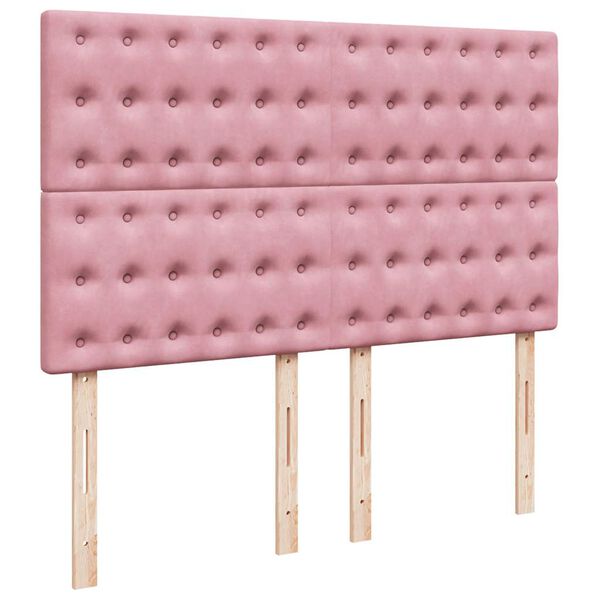 vidaXL Κρεβάτι Boxspring με Στρώμα Ροζ 140x190 εκ. Βελούδινο