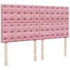 vidaXL Κρεβάτι Boxspring με Στρώμα Ροζ 200x200 εκ. Βελούδινο