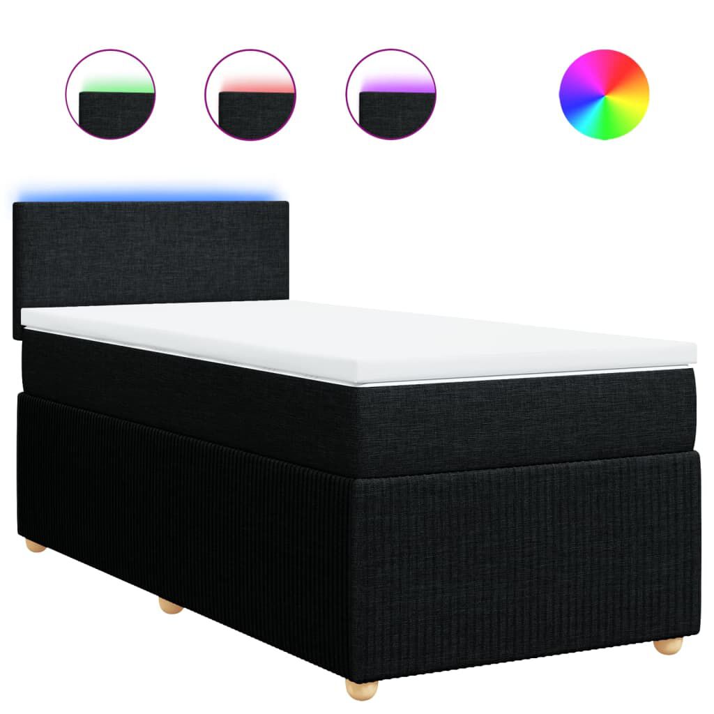 vidaXL Κρεβάτι Boxspring με Στρώμα Μαύρο 80 x 200 εκ. Υφασμάτινο