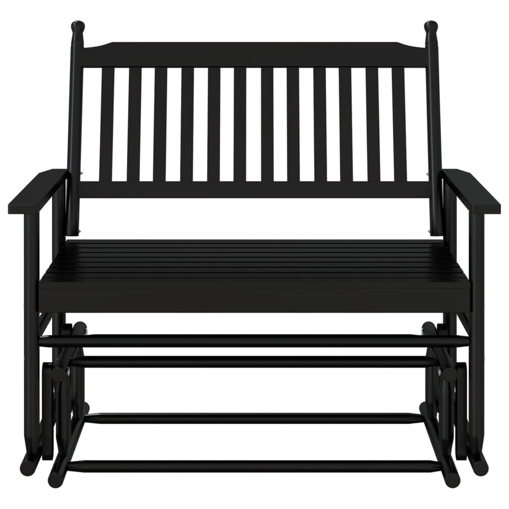 vidaXL Παγκάκι Κουνιστό Μαύρο 118x70x104,5εκ. Μασίφ Ξύλο Λεύκας