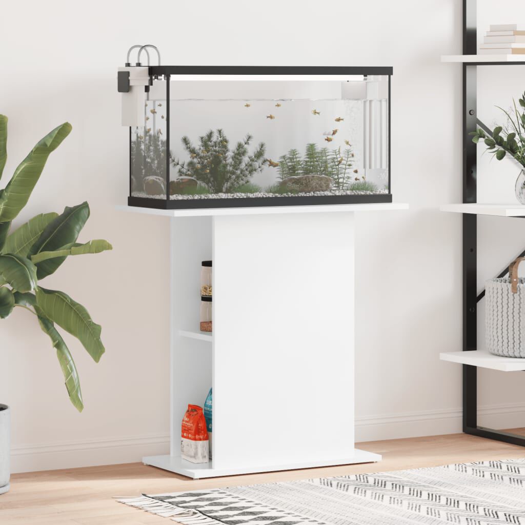 vidaXL Βάση Ενυδρείου Γυαλ. Λευκό 75x36x72,5 εκ. Επεξεργασμένο Ξύλο