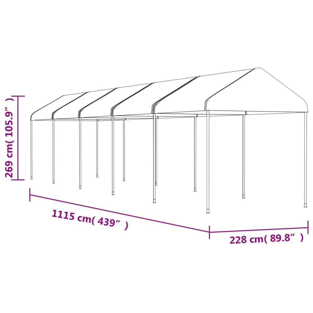 vidaXL Κιόσκι με Τέντα Λευκό 11,15 x 2,28 x 2,69 μ. από Πολυαιθυλένιο