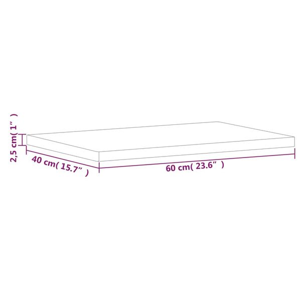 vidaXL Επιφάνεια Τραπεζιού Ορθογώνια 60x40x2,5 εκ. Μασίφ Ξύλο Οξιάς