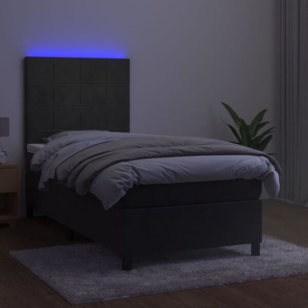 vidaXL &Kappa;&rho;&epsilon;&beta;ά&tau;&iota; Boxspring &mu;&epsilon; &Sigma;&tau;&rho;ώ&mu;&alpha; & LED &Sigma;&kappa;. &Gamma;&kappa;&rho;&iota; 100x200&epsilon;&kappa;. &Beta;&epsilon;&lambda;&omicron;ύ&delta;&iota;&nu;&omicron;