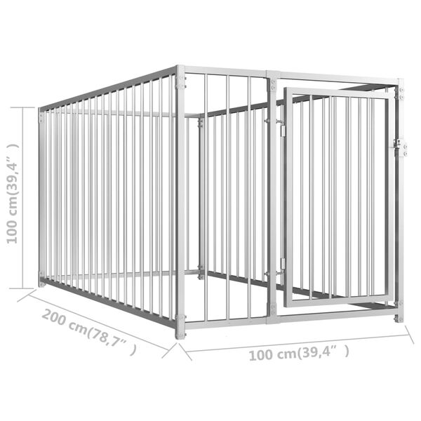vidaXL Κλουβί Σκύλου Εξωτερικού Χώρου 100 x 200 x 100 εκ.
