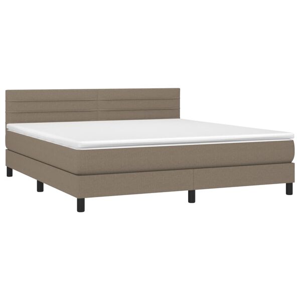 vidaXL &Kappa;&rho;&epsilon;&beta;ά&tau;&iota; Boxspring &mu;&epsilon; &Sigma;&tau;&rho;ώ&mu;&alpha; & LED Taupe 160x200 &epsilon;&kappa;. &Upsilon;&phi;&alpha;&sigma;&mu;ά&tau;&iota;&nu;&omicron;