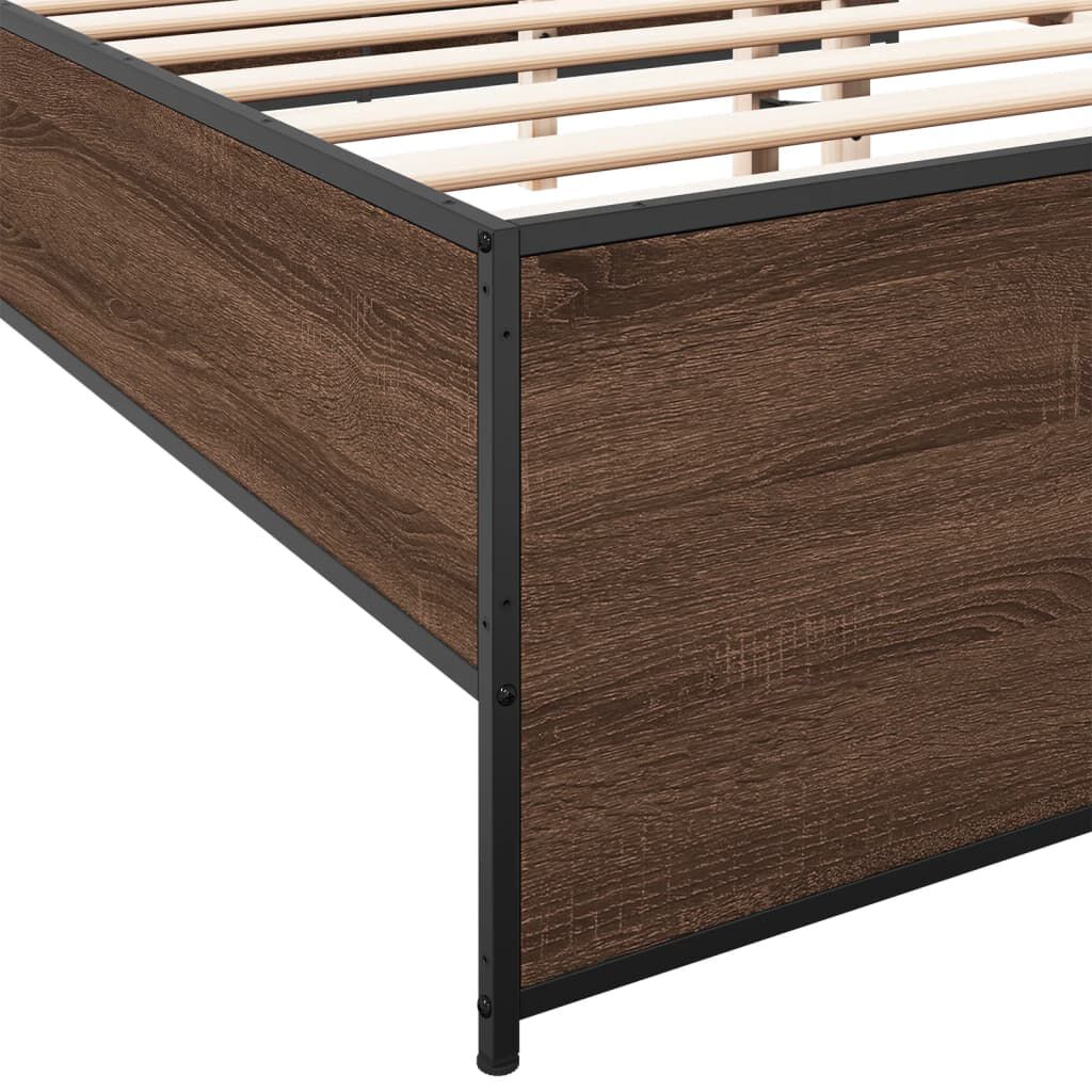 vidaXL Πλαίσιο Κρεβατιού Καφέ Δρυς 140x200 εκ. Επεξ. Ξύλο & Μέταλλο