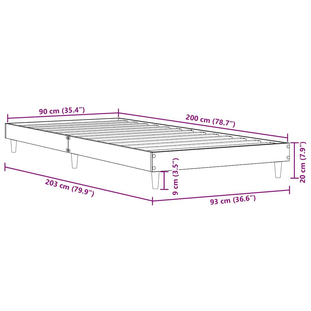 vidaXL Πλαίσιο Κρεβ. Χωρ. Στρώμα Sonoma Δρυς 90x200 εκ. Επεξ. Ξύλο