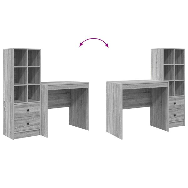vidaXL Γραφείο με αποθηκευτικό χώρο 2 pcs Γκρι sonoma 80 x 50 x 76 εκ.