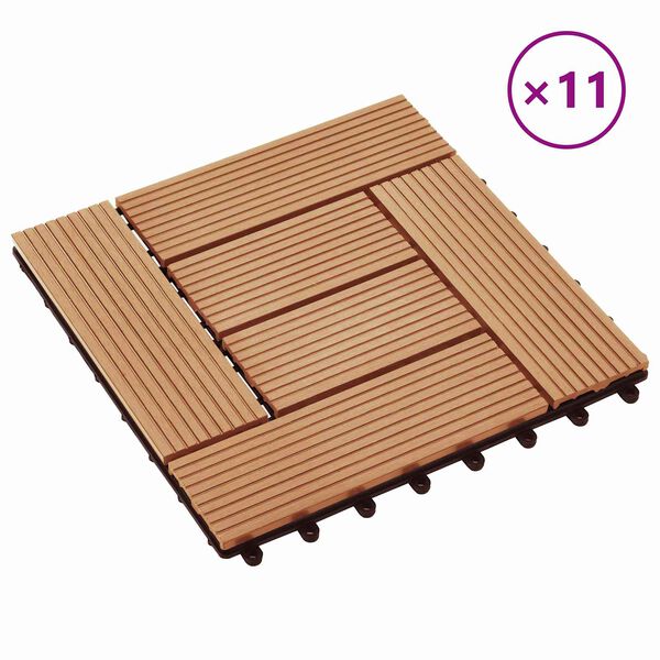 vidaXL &Pi;&lambda;ά&kappa;&alpha; &Kappa;&alpha;&tau;&alpha;&sigma;&kappa;&epsilon;&upsilon;ή&sigmaf; 11 pcs &Xi;ύ&lambda;&omicron; teak 30 x 30 cm WPC