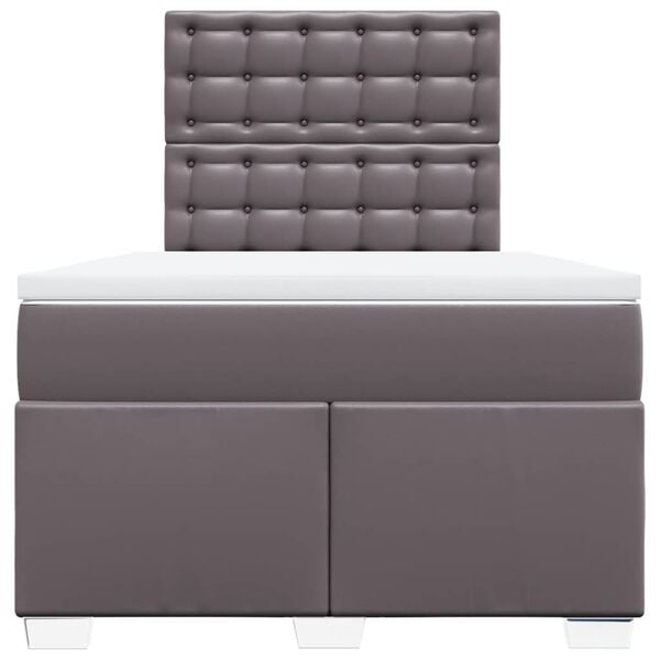 vidaXL Κρεβάτι Boxspring με Στρώμα Γκρι 120x200εκ. από Συνθετικό Δέρμα