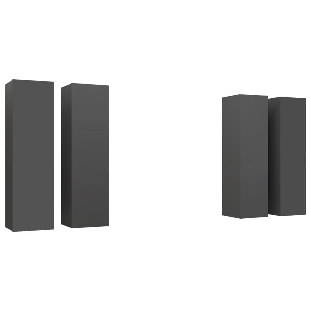 vidaXL Έπιπλα Τηλεόρασης 4 τεμ. Γκρι 30,5 x 30 x 110 εκ. Επεξ. Ξύλο