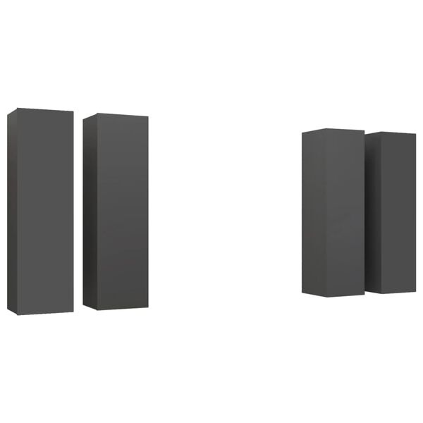 vidaXL Έπιπλα Τηλεόρασης 4 τεμ. Γκρι 30,5 x 30 x 110 εκ. Επεξ. Ξύλο