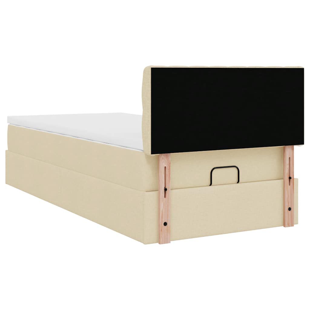 vidaXL Οθωμανικό κρεβάτι με στρώμα Cream 80x200cm ύφασμα