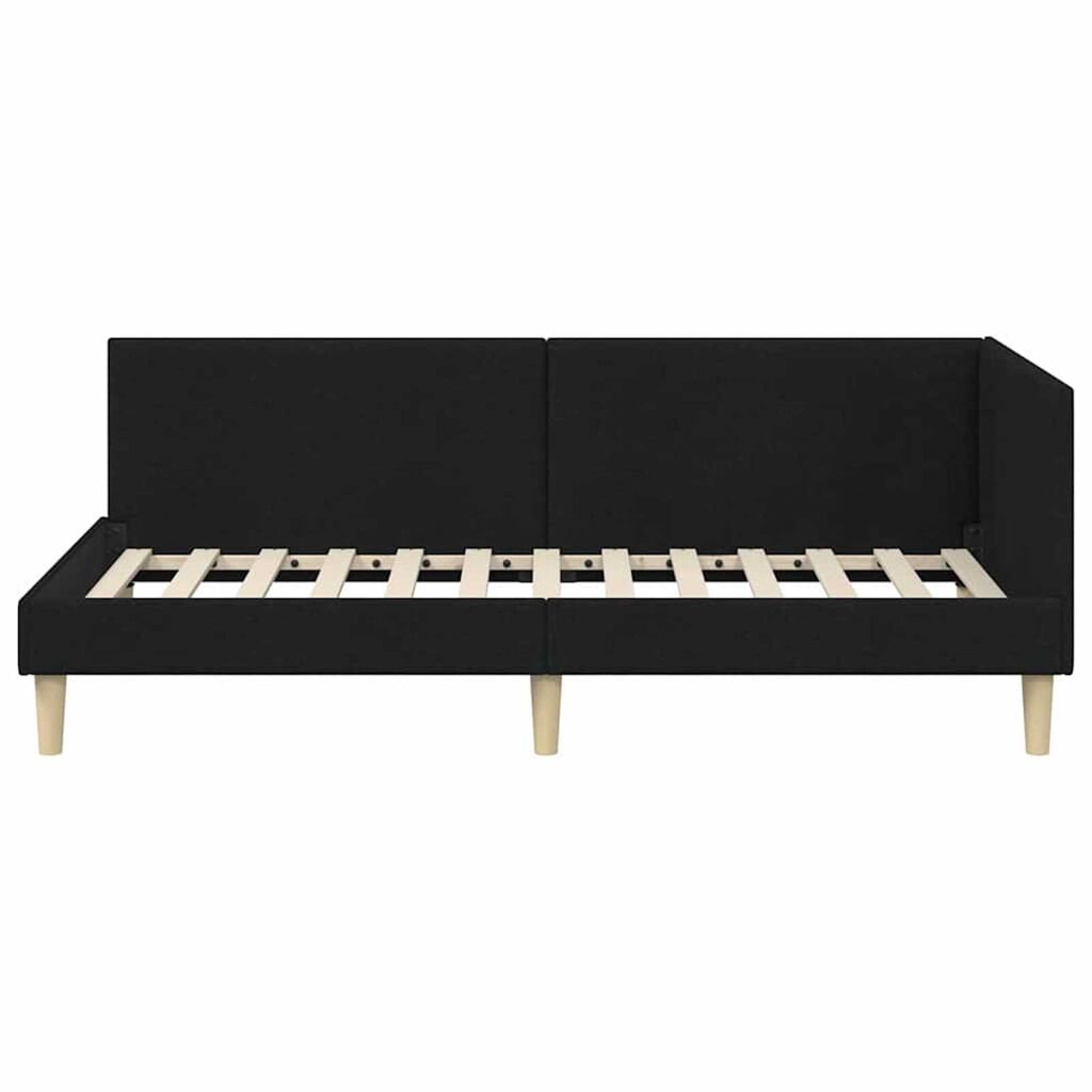 vidaXL Κρεβάτι Γωνίας Άλλο Μαύρο 90 x 190 cm Ύφασμα και Έργο ξύλου
