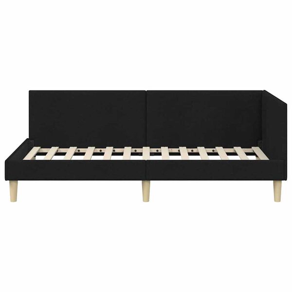 vidaXL Κρεβάτι Γωνίας Άλλο Μαύρο 90 x 190 cm Ύφασμα και Έργο ξύλου