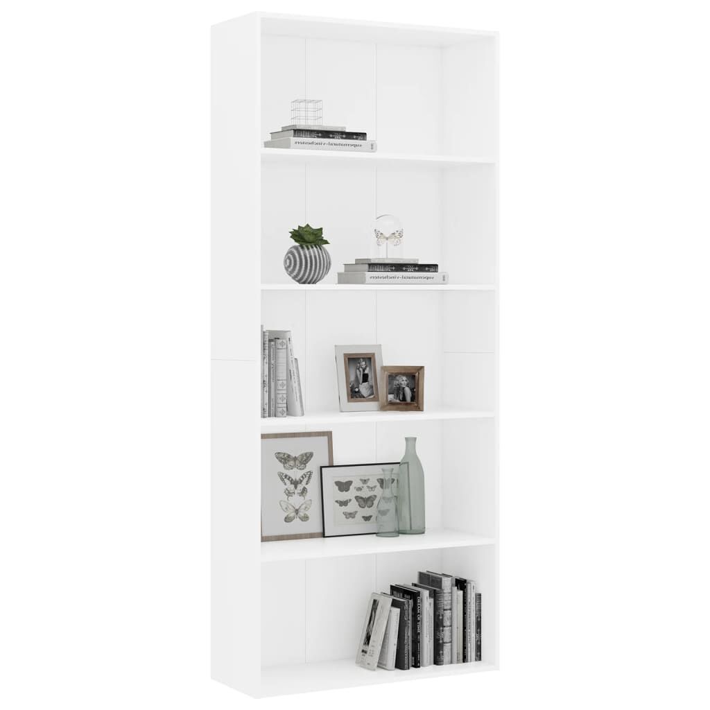 vidaXL Βιβλιοθήκη με 5 Ράφια Λευκή 80 x 30 x 189 εκ. Επεξ. Ξύλο