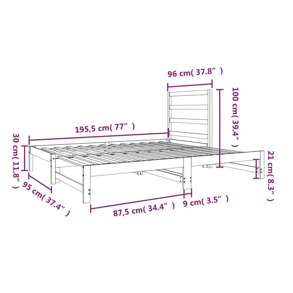 vidaXL Καναπές Κρεβάτι Συρόμενος Λευκός 2x(90x190) εκ. από Μασίφ Πεύκο
