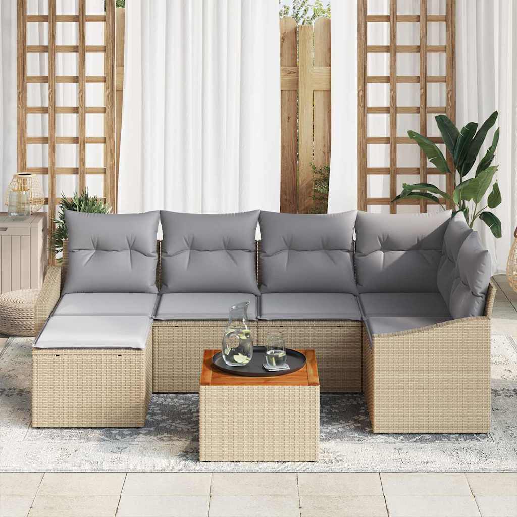 vidaXL Σετ Καναπέ Κήπου 7 pcs μπεζ και ανοιχτό γκρι