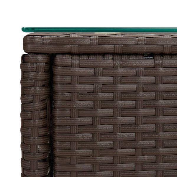vidaXL Βοηθητικό Τραπεζάκι Καφέ 53x37x48 εκ. Συνθ. Ρατάν/ Ψημένο Γυαλί