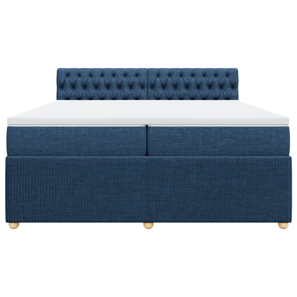 vidaXL Κρεβάτι Boxspring με Στρώμα Μπλε 200x200 εκ. Υφασμάτινο