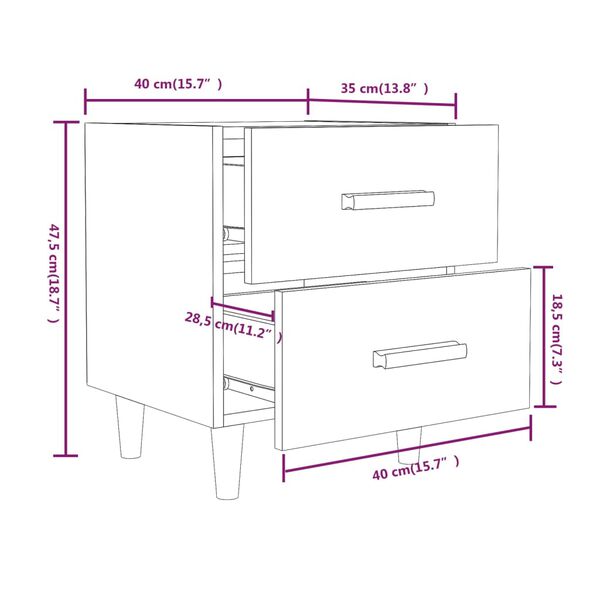 vidaXL Κομοδίνο Λευκό 40 x 35 x 47,5 εκ.