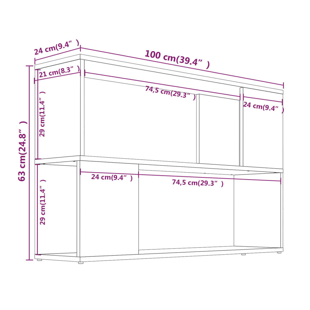 vidaXL Βιβλιοθήκη Καπνιστή Δρυς 100x24x63 εκ. από Επεξεργασμένο Ξύλο