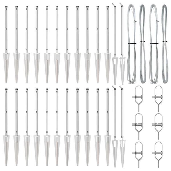 vidaXL Στύλος Περιφράξεων Άλλο 26 pcs Ασημί 3.2 x 3.2 x 60 εκ Ατσάλι