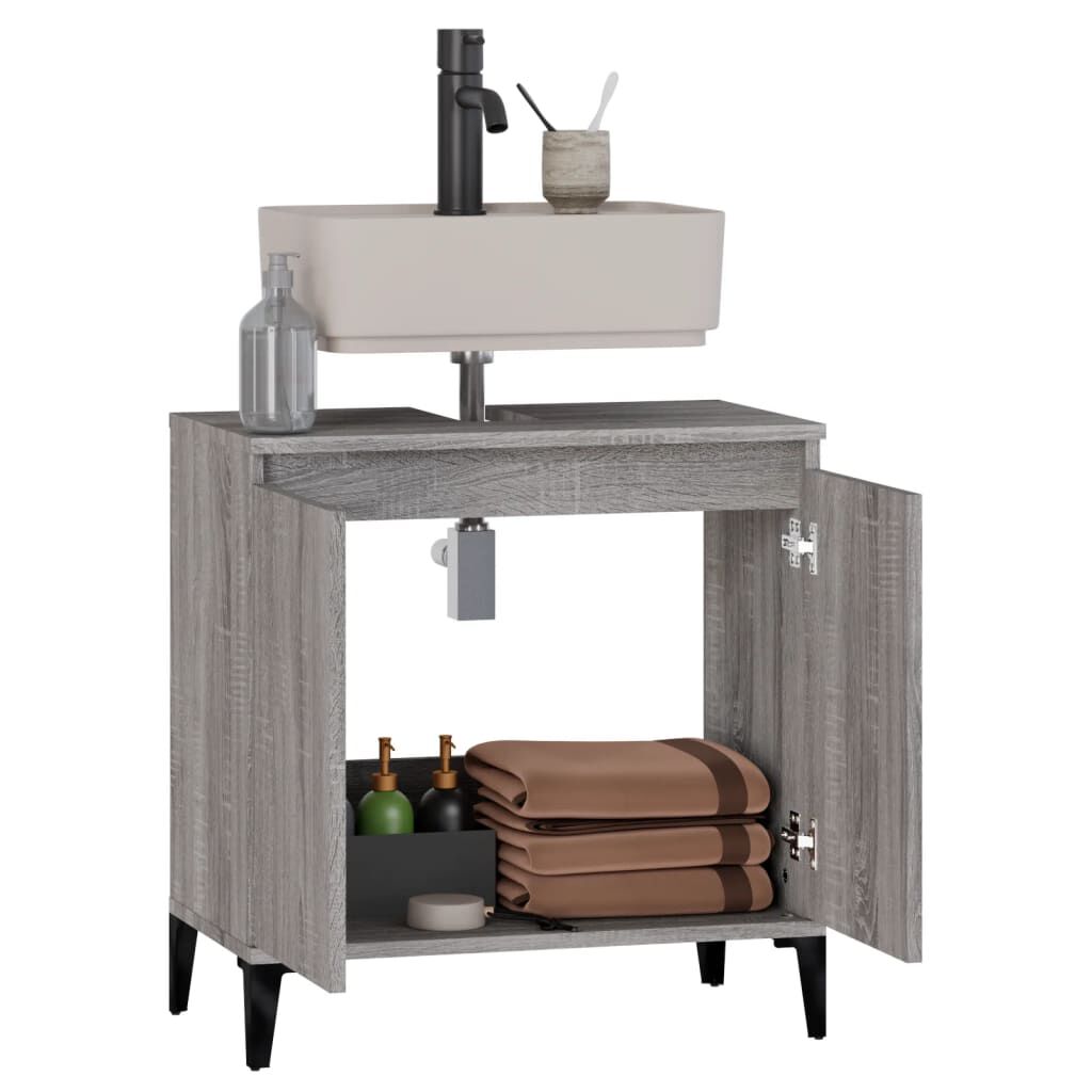 vidaXL Ντουλάπι Νιπτήρα Grey Sonoma 58 x 33 x 60 εκ. Επεξεργ. Ξύλο