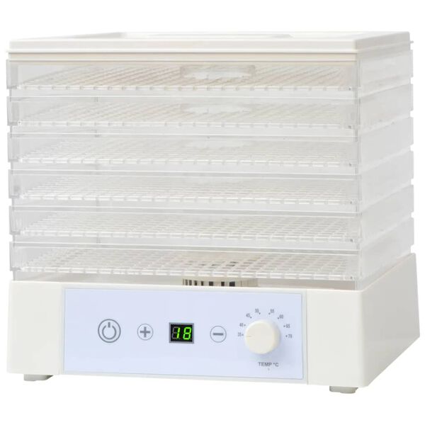 vidaXL Αποξηραντής Τροφίμων με 6 Δίσκους Λευκός 250 W
