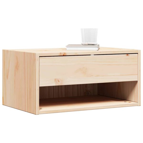 vidaXL Κομοδίνο με συρτάρι Καφέ 50 x 32.5 x 24 εκ Μασίφ ξύλο πεύκου