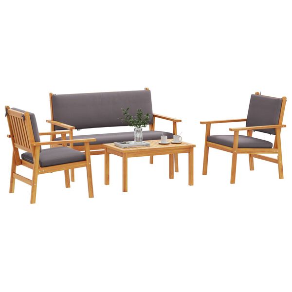 vidaXL Σετ Καναπέ Κήπου 4 pcs Καφέ 75 x 45 x 38 εκ. Μασίφ ξύλο ακακίας