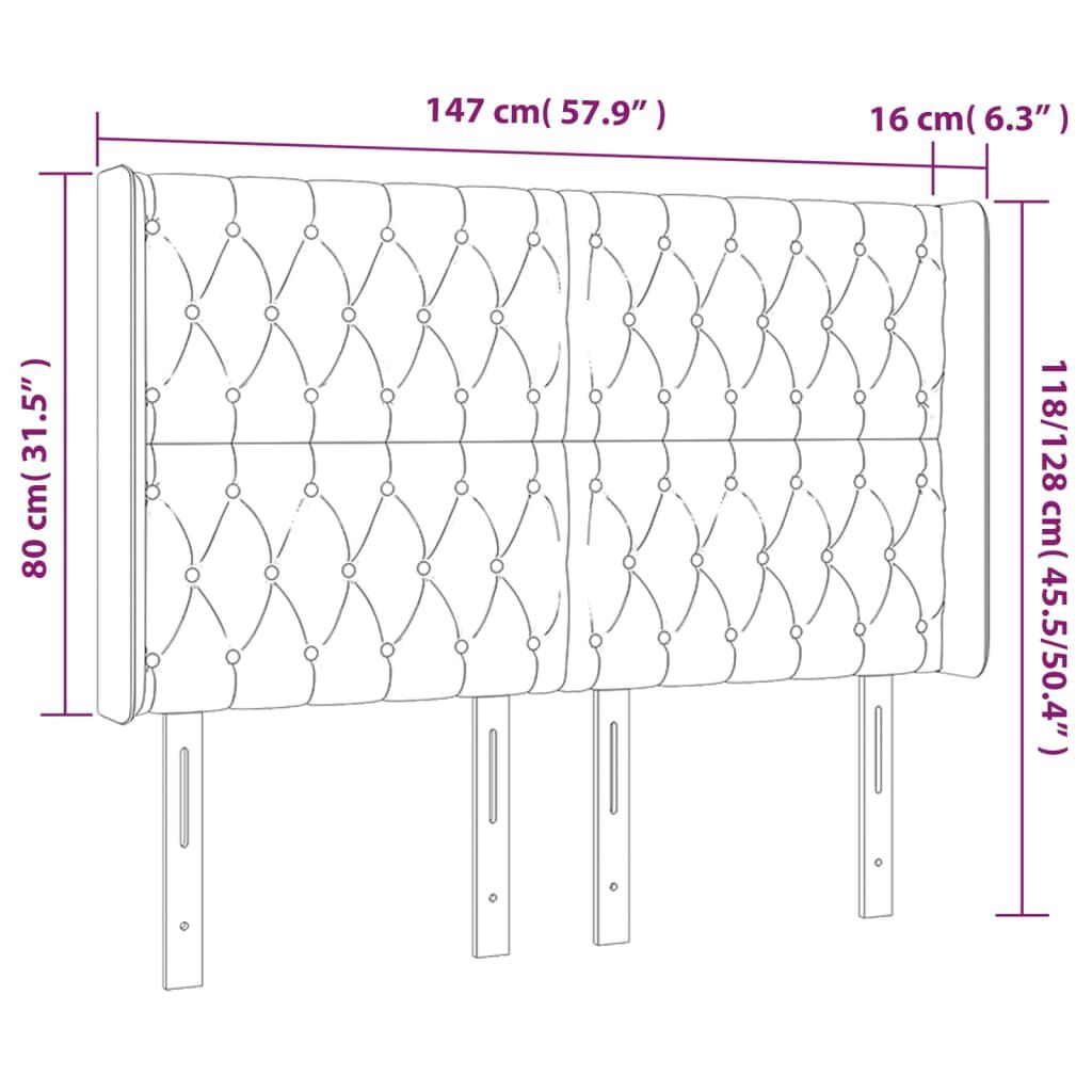 vidaXL Κεφαλάρι με Πτερύγια Κρεμ 147x16x118/128 εκ. Υφασμάτινο