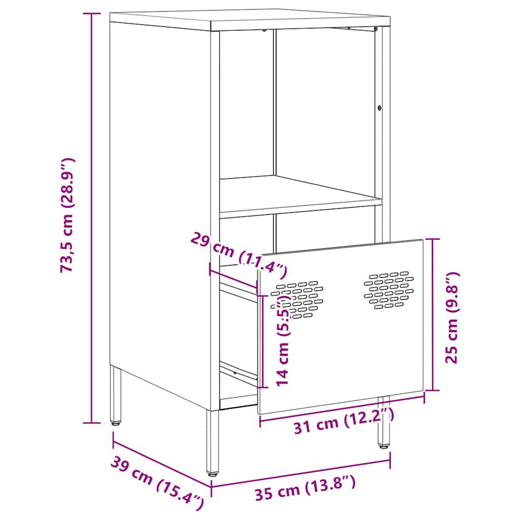 vidaXL Ντουλάπι Ροζ 35x39x73,5 εκ. από Χάλυβα Ψυχρής Έλασης
