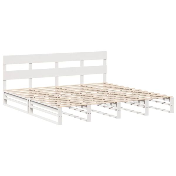 vidaXL Σκελετός Κρεβ. Χωρίς Στρώμα Λευκό 180x200 εκ Μασίφ Πεύκο