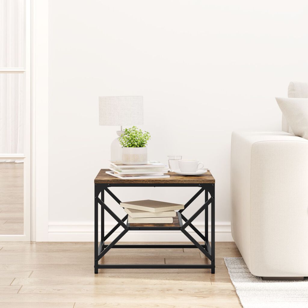 vidaXL Τραπέζι Καφέ με Ράφι από Καπνιστή Δρυ 51x50x40 εκ. Φτιαγμένο από Ξύλο