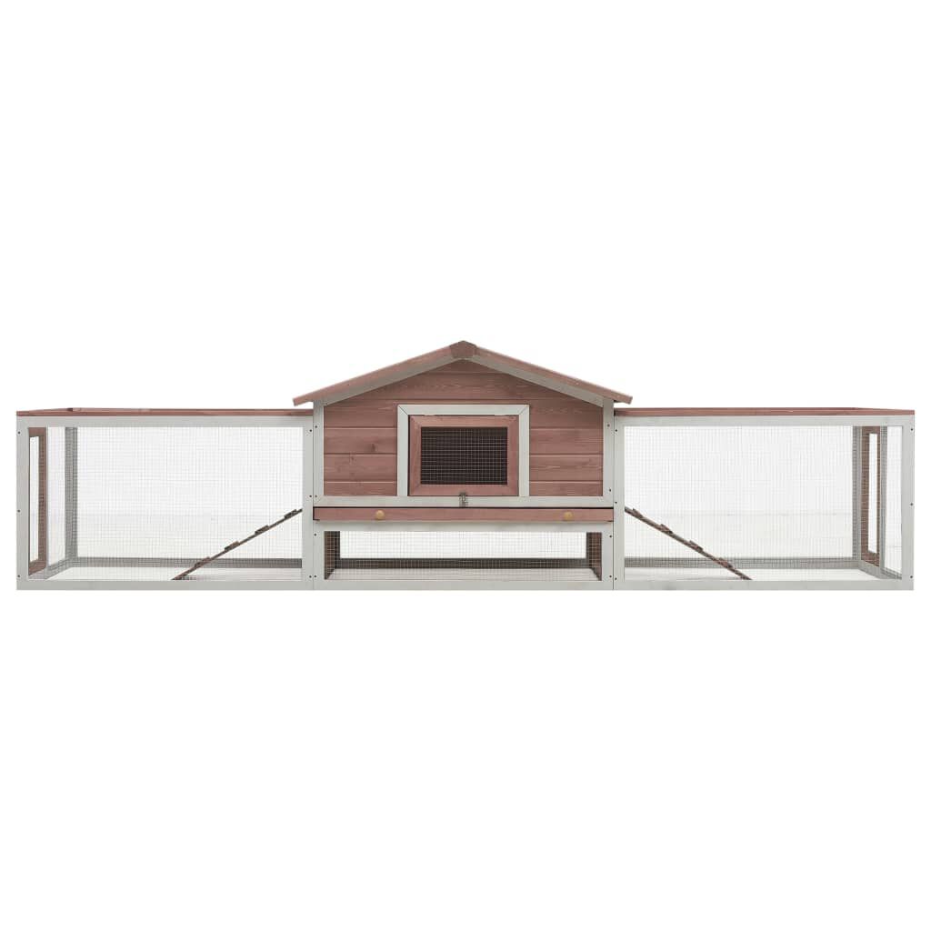 vidaXL Κλουβί Κουνελιών Μόκα 310x70x87 εκ. Μασίφ Ξύλο Πεύκου/Ελάτης