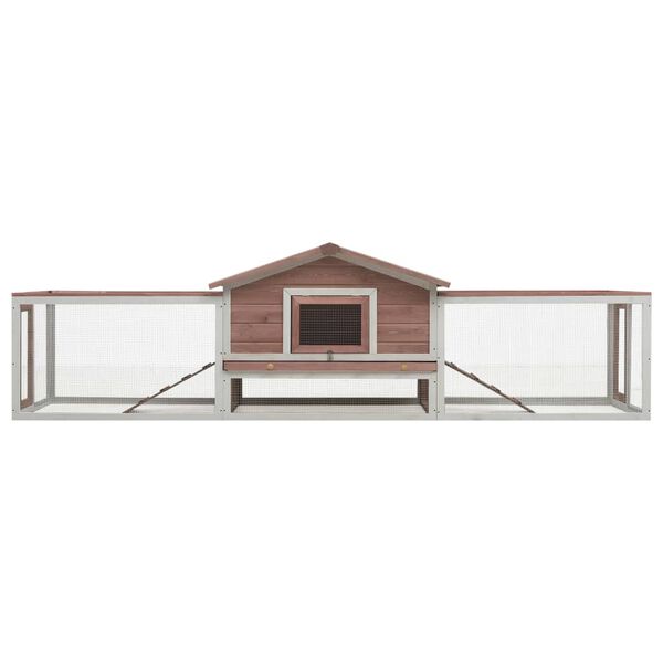 vidaXL Κλουβί Κουνελιών Μόκα 310x70x87 εκ. Μασίφ Ξύλο Πεύκου/Ελάτης