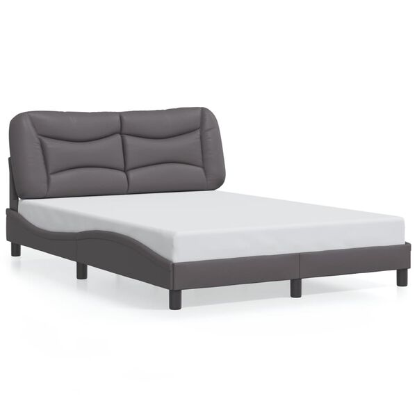 vidaXL Πλαίσιο Κρεβατιού με Κεφαλάρι Γκρι 140x190εκ. Συνθετικό Δέρμα
