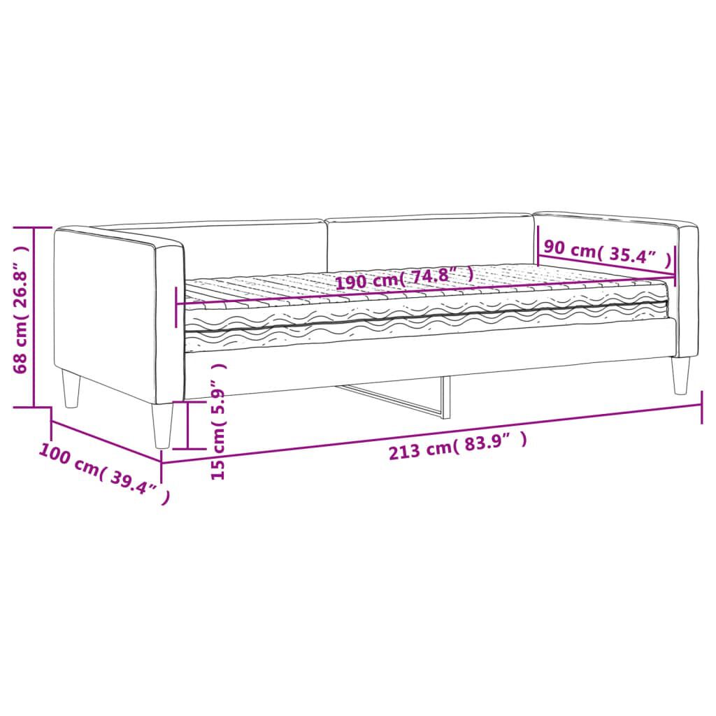 vidaXL Καναπές Κρεβάτι με Στρώμα Ανοιχτό Γκρι 90 x 200 εκ. Υφασμάτινο