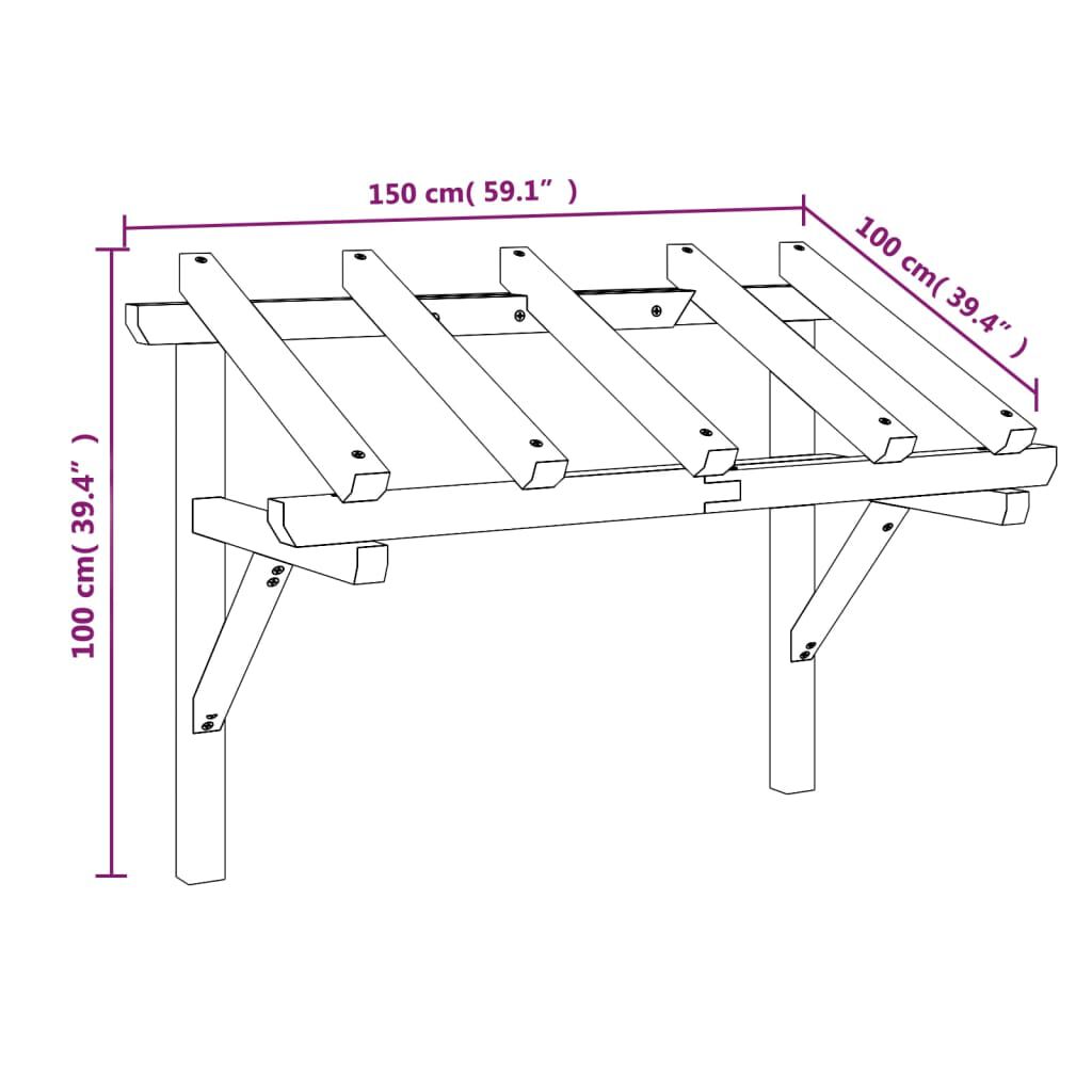 vidaXL Στέγαστρο Πόρτας 150 x 100 x 100 εκ. από Ξύλο Πεύκου