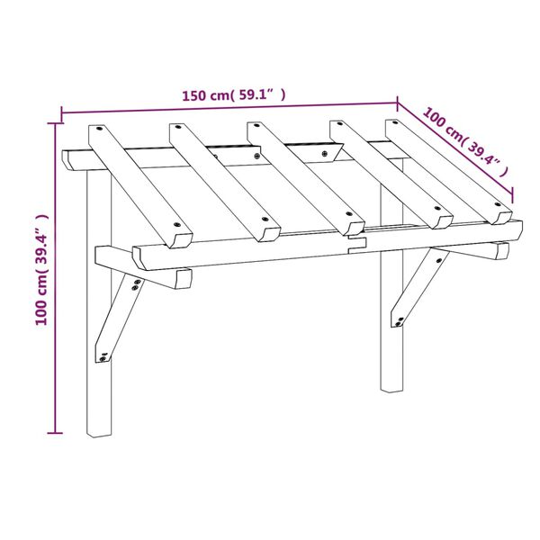 vidaXL Στέγαστρο Πόρτας 150 x 100 x 100 εκ. από Ξύλο Πεύκου