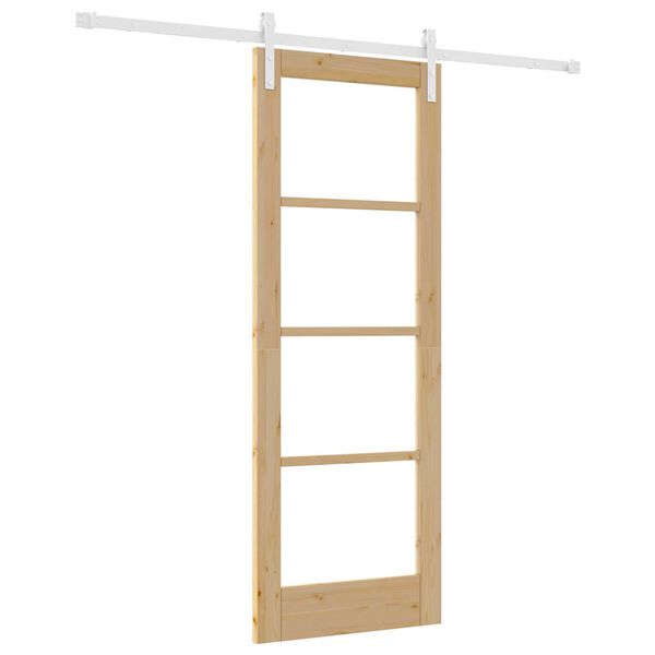 vidaXL Συρόμενη Πόρτα Καφέ 73.5 x 198.5 εκ. Μασίφ ξύλο πεύκου